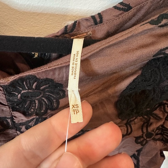 NWT Free People Elegant Black and Mauve Embroidered Floral Dress - Picture 6 of 15